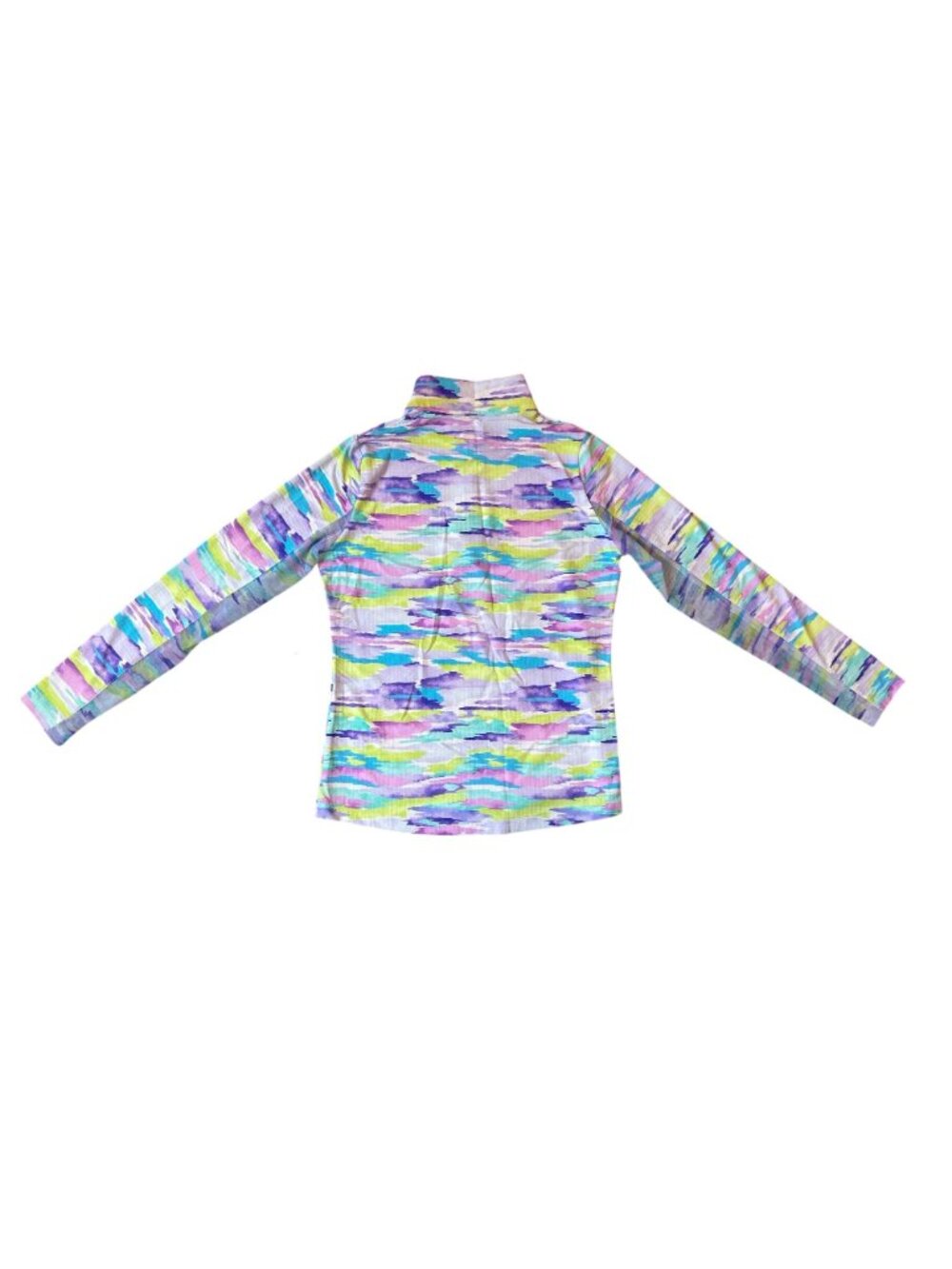IBKÜL Womens Long Sleeve Zip Mock Neck Top Jessie Plum Multi XS UPF 50+ Cool Fee - Picture 7 of 14